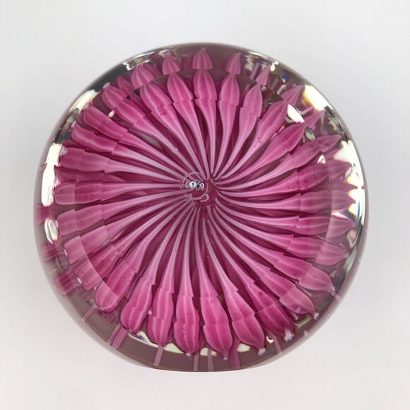 Perthshire 1972A Pink Dahlia Flower Faceted Layered Lampwork Petals Paperweight - Picture 3 of 16